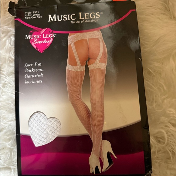 Music Legs Other - Music Legs White Lace Garterbelt Stockings